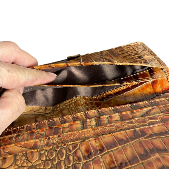 Brahmin Tan Ady Crocodile Embossed card /checkbook holder - Picture 4 of 6